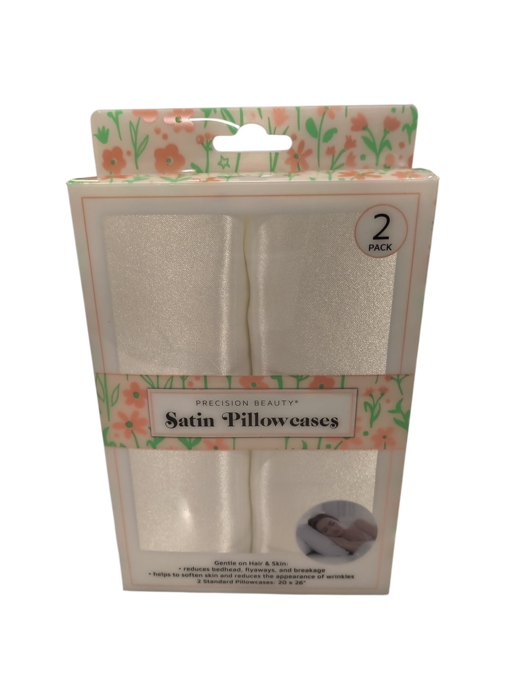NWT Precision Beauty Satin Pillowcases - Ivory (2 Pack)